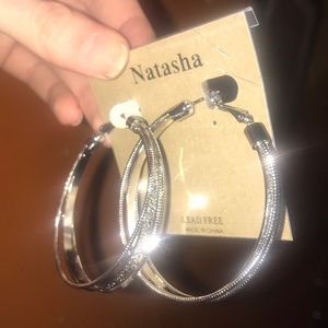 💎 Natasha NWT Triple Silver Hoop Earrings 💎